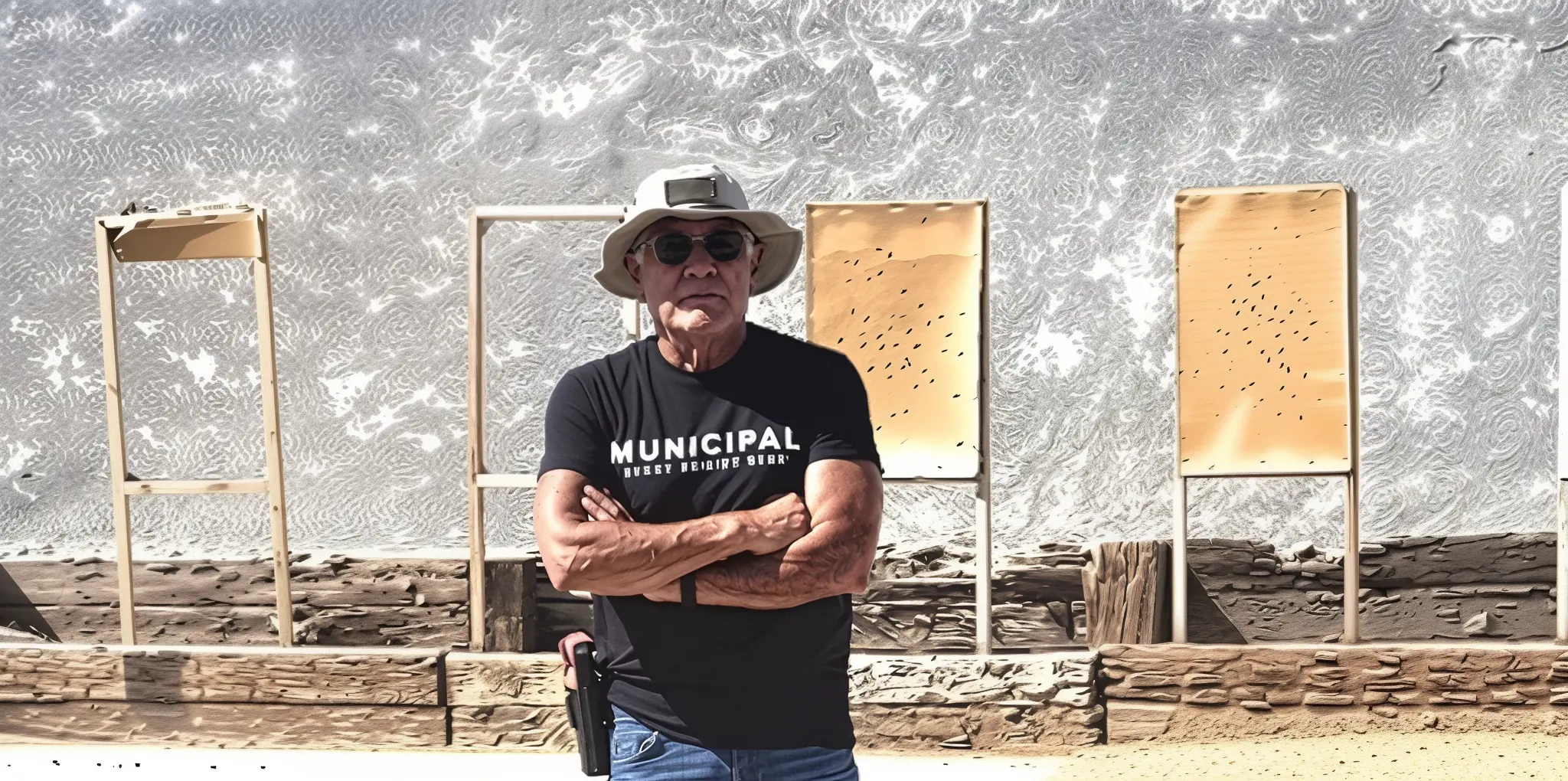 Man standing at shooting range outdoors.