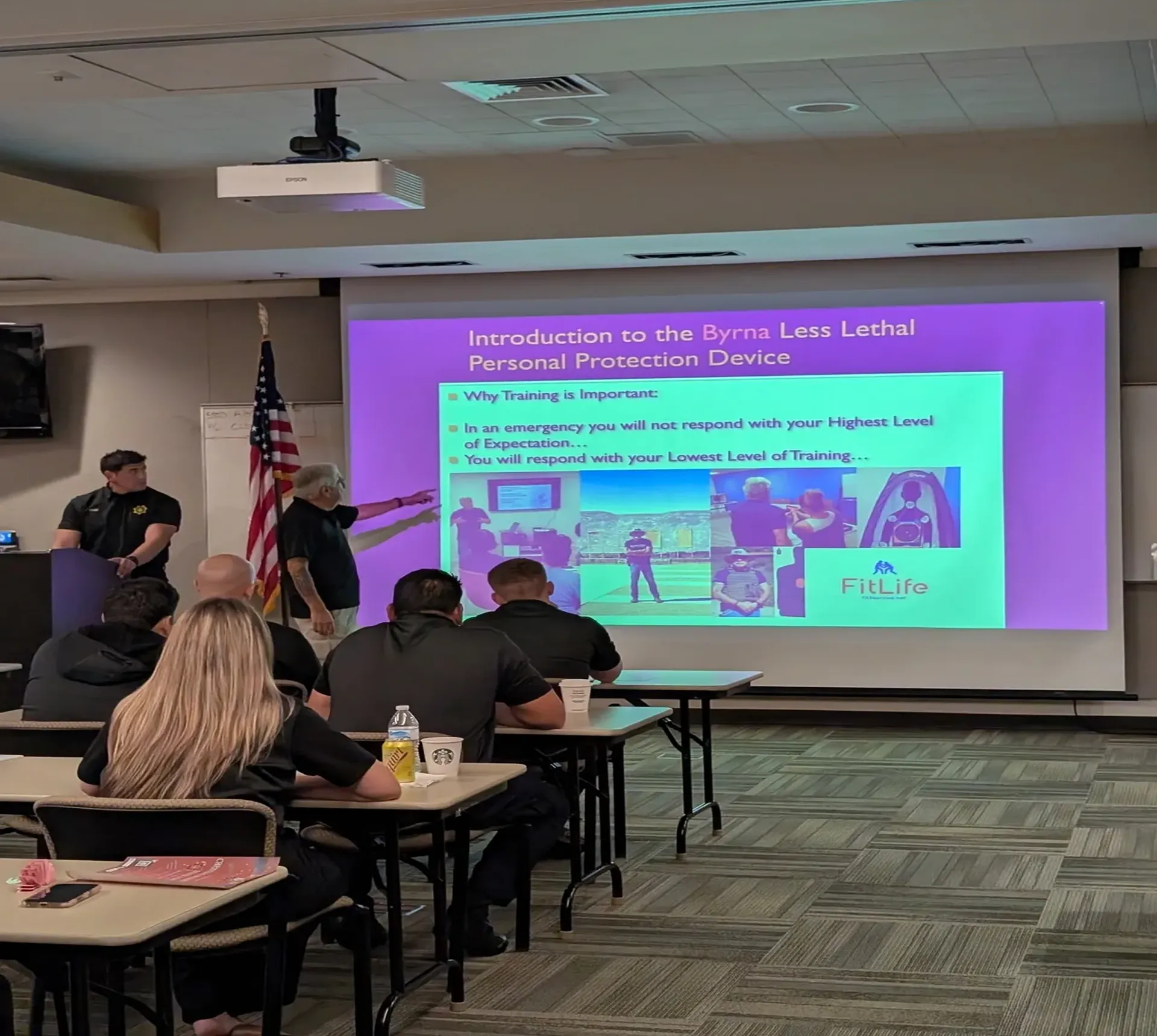 Classroom presentation on personal protection device.